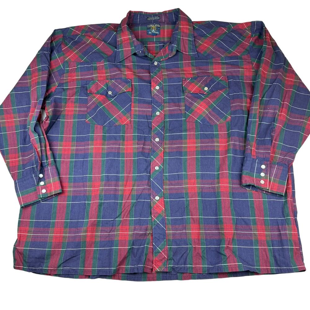 Salmon River Plaid Pearl Snap Western Shirt 3X
